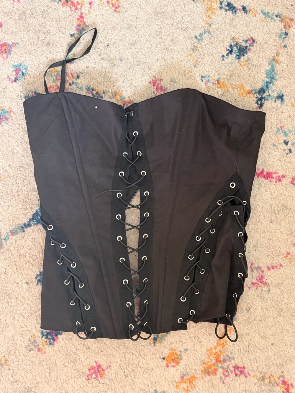 Princess Polly Black Lace-Up Corset Top
